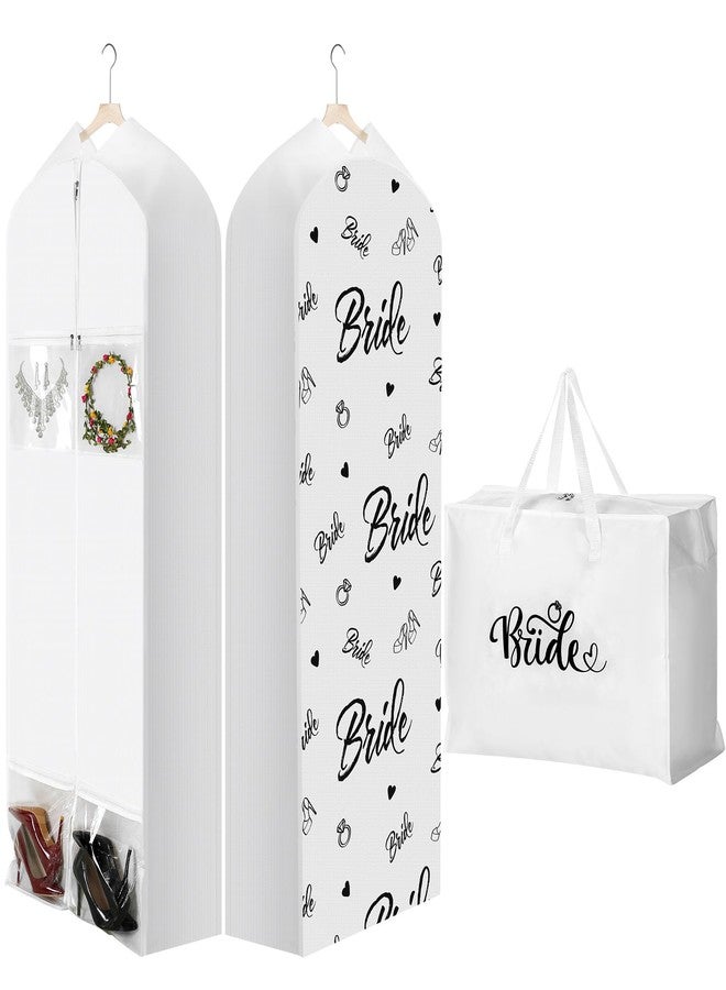 Ribbonlic 2 Packs 70" Wedding Dress Garment Bag with 15" Gusseted Wedding Garment Tote Bag for Storage and Travel Prom - Image 1